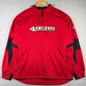 Vintage San Francisco 49ers Red Black Quarter Zip Pullover Sweatshirt Mens Large